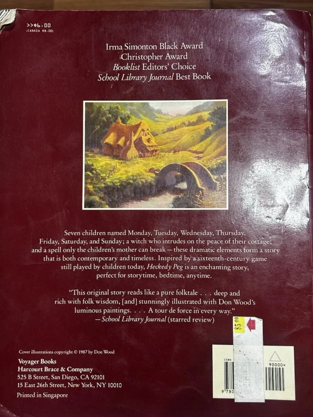 Audrey Wood Heckedy Peg Illustrated Picture Book Don Wood 1987 Vintage